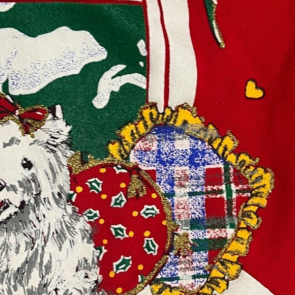 Vintage Holiday Time Dogs Ugly Christmas Sweater Xmas 1990s Red Sweatshirt - Picture 4 of 6
